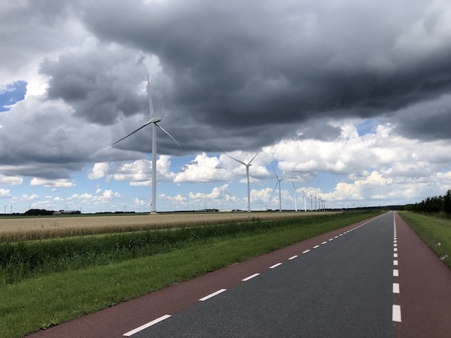 Cycle path shared with road for cars