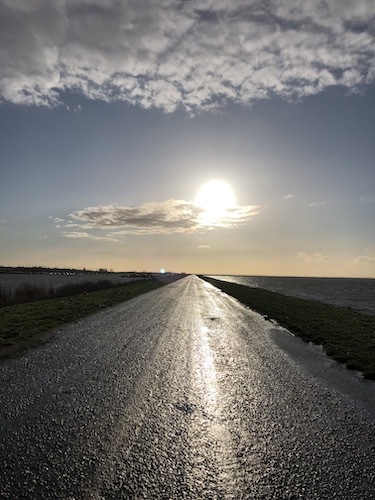 Bike path going to the sunset