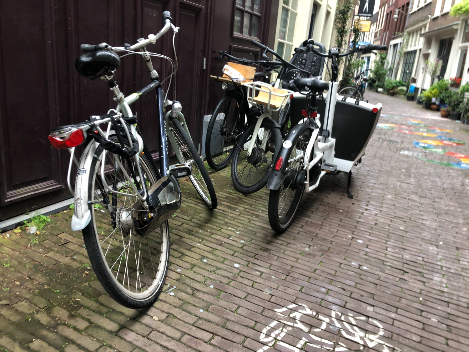 Bikes on a street in Amsterdam